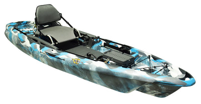 3Waters Big Fish 120 stable fishing kayak showing raised seat position
