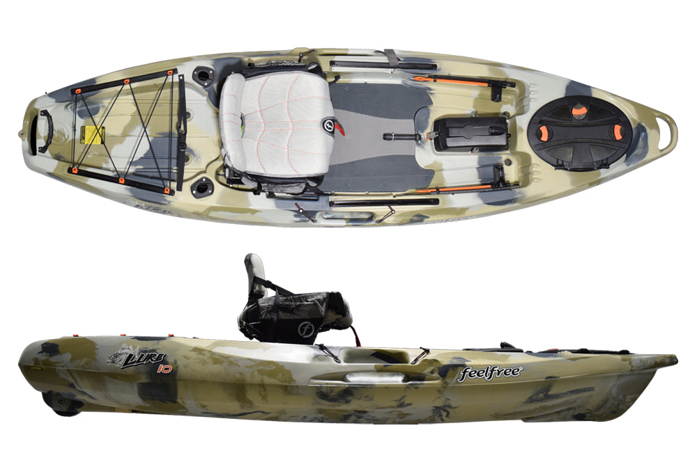Feelfree Lure 10 V2 in Desert Camo, Gravity Seat raised position