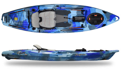 Feelfree Lure 11.5 V2 in Ocean Camo showing removable Sonar Pod and Gravity seat