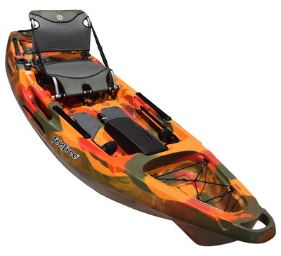 Feelfree Moken 10 Fire Camo seat in raised position
