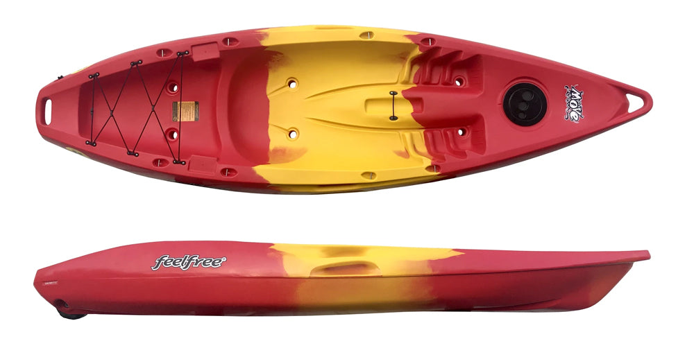 Feelfree Move super stable kayak for smaller paddlers, shown in Red Yellow Red 